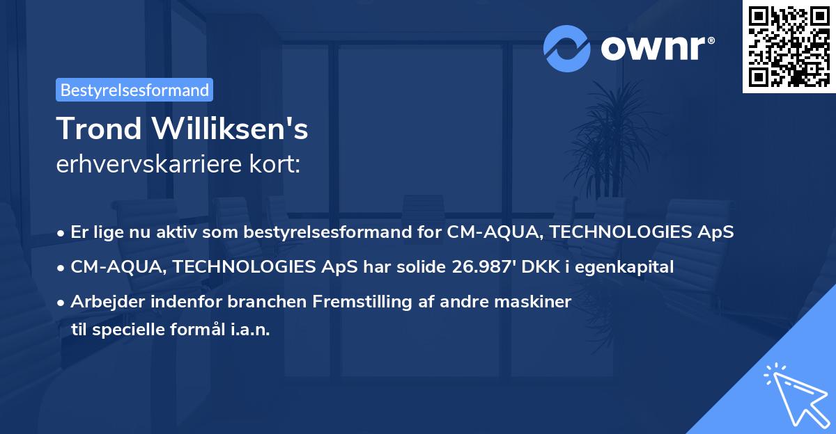 Trond Williksen's erhvervskarriere kort