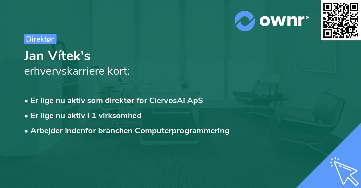 Jan Vítek's erhvervskarriere kort