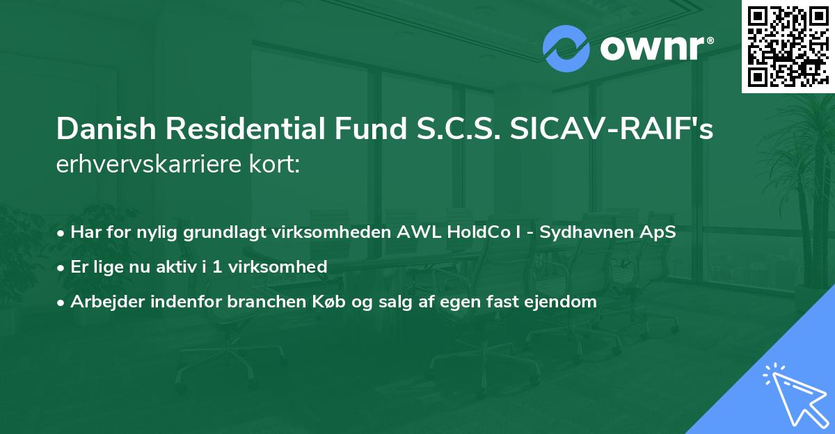 Danish Residential Fund S.C.S. SICAV-RAIF's erhvervskarriere kort