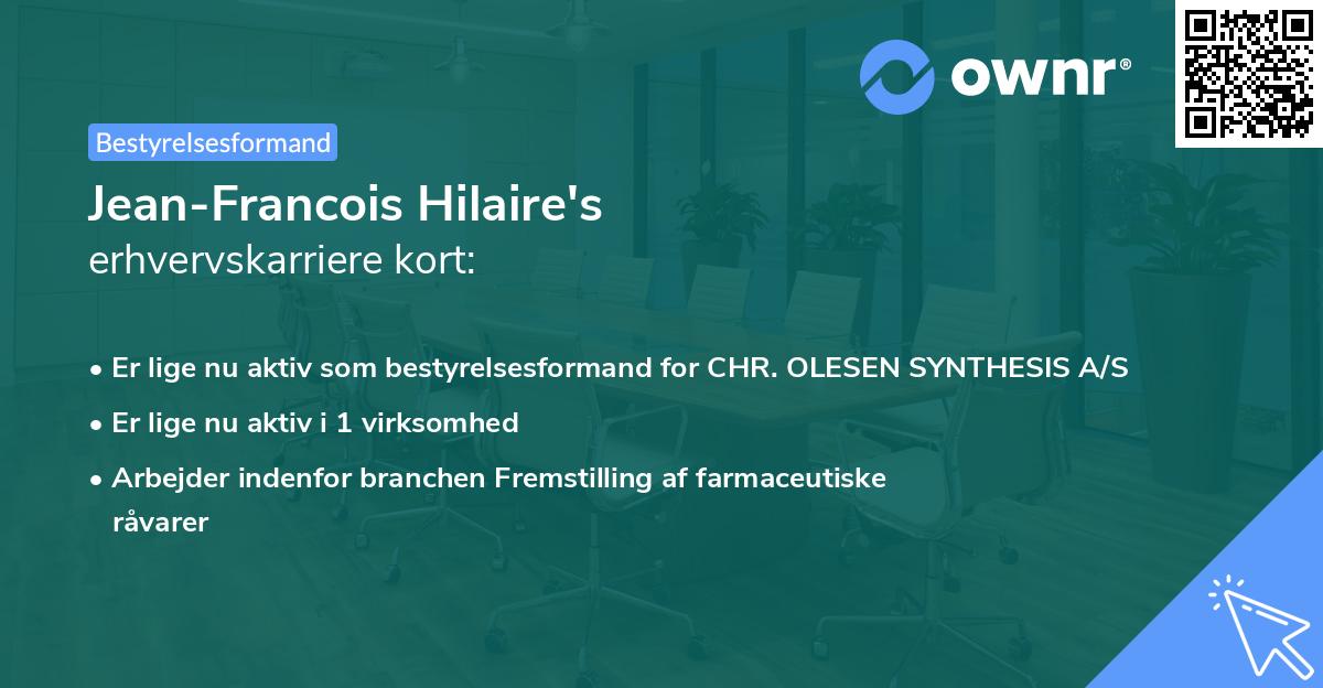 Jean-Francois Hilaire's erhvervskarriere kort