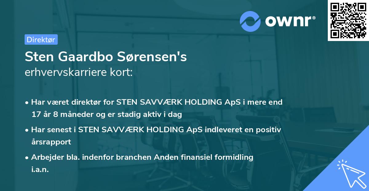 Sten Gaardbo Sørensen's erhvervskarriere kort