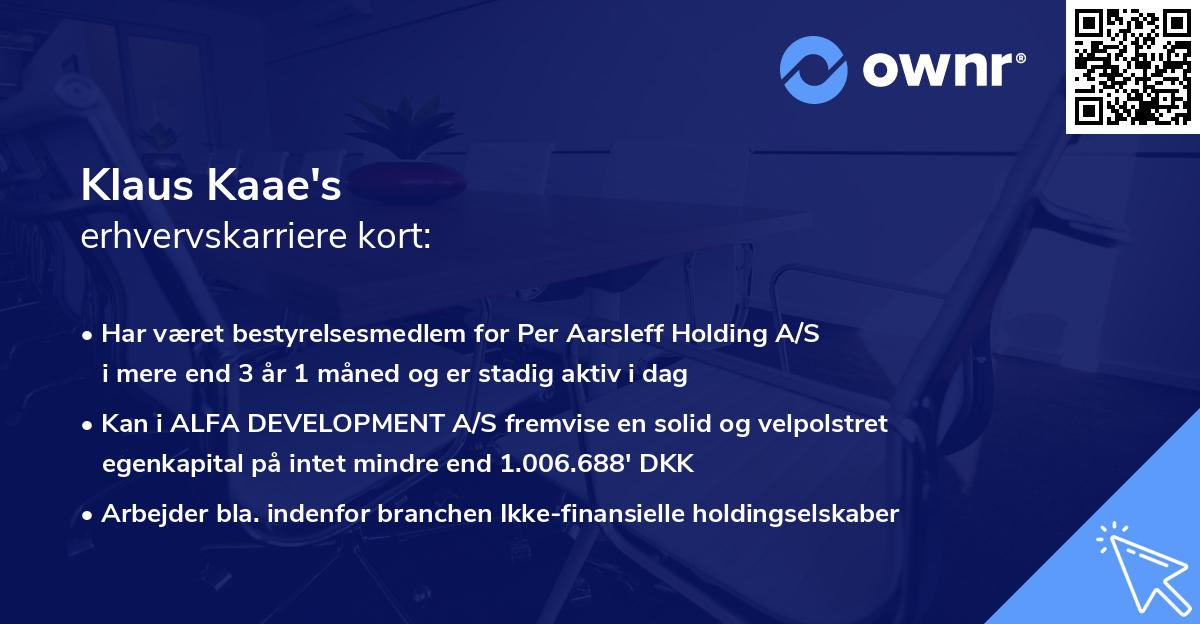 Klaus Kaae's erhvervskarriere kort