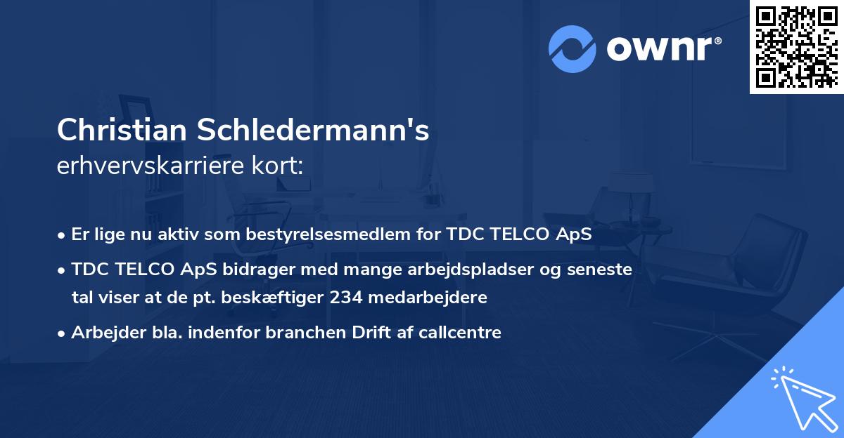 Christian Schledermann's erhvervskarriere kort