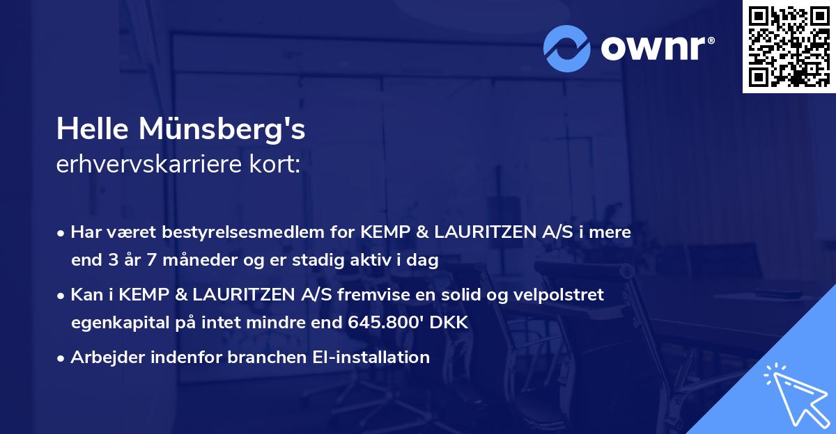 Helle Münsberg's erhvervskarriere kort