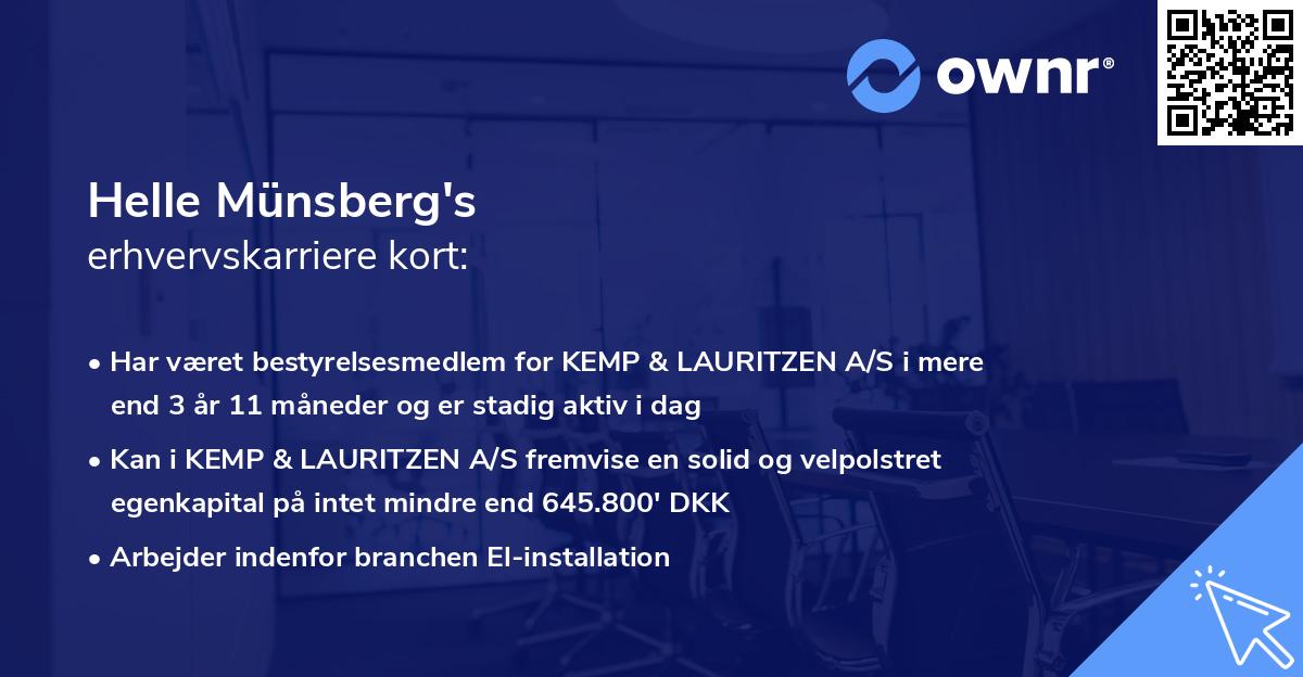 Helle Münsberg's erhvervskarriere kort