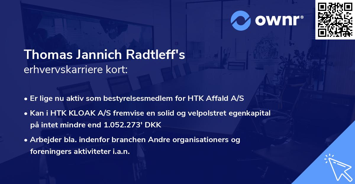 Thomas Jannich Radtleff's erhvervskarriere kort