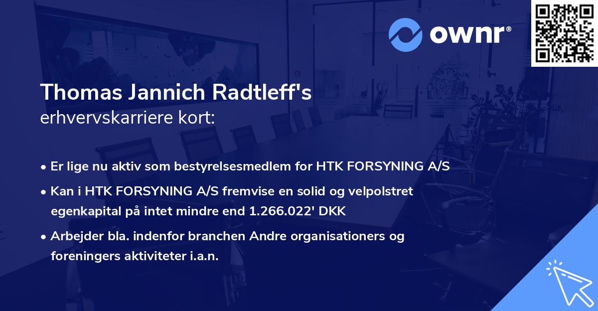 Thomas Jannich Radtleff's erhvervskarriere kort