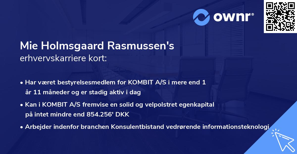 Mie Holmsgaard Rasmussen's erhvervskarriere kort