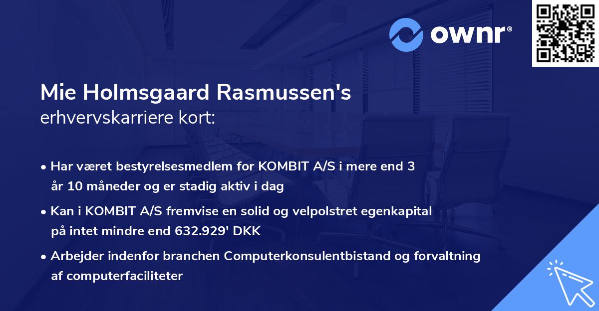 Mie Holmsgaard Rasmussen's erhvervskarriere kort