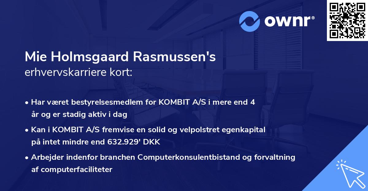 Mie Holmsgaard Rasmussen's erhvervskarriere kort