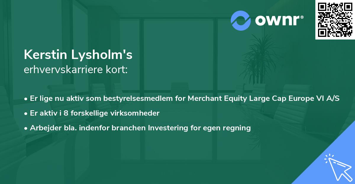 Kerstin Lysholm's erhvervskarriere kort
