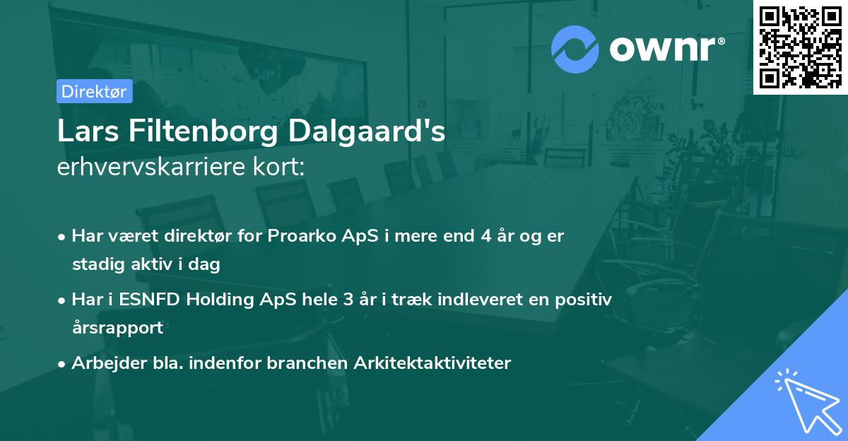 Lars Filtenborg Dalgaard's erhvervskarriere kort