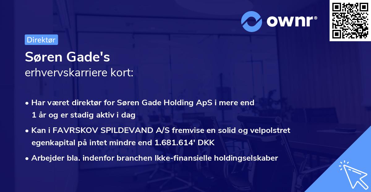 Søren Gade's erhvervskarriere kort