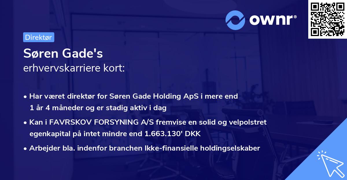 Søren Gade's erhvervskarriere kort