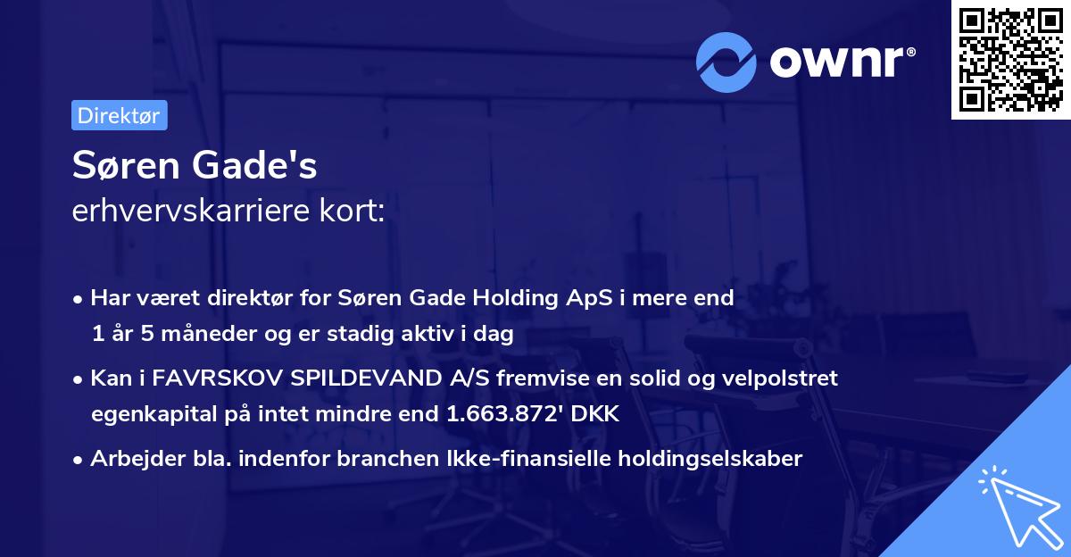 Søren Gade's erhvervskarriere kort