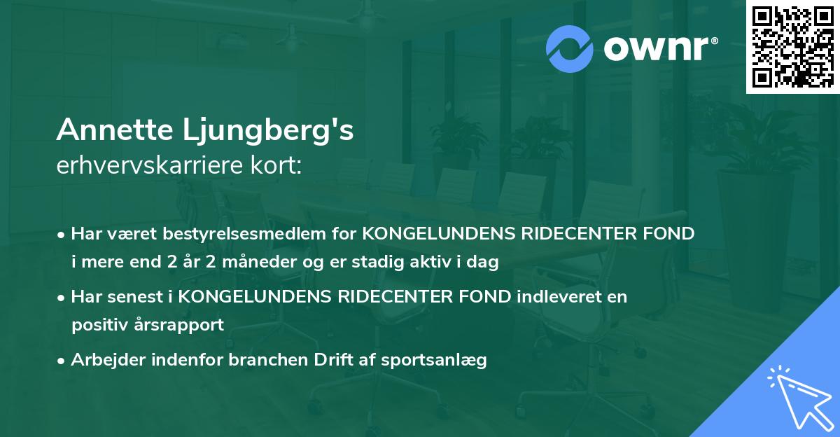 Annette Ljungberg's erhvervskarriere kort