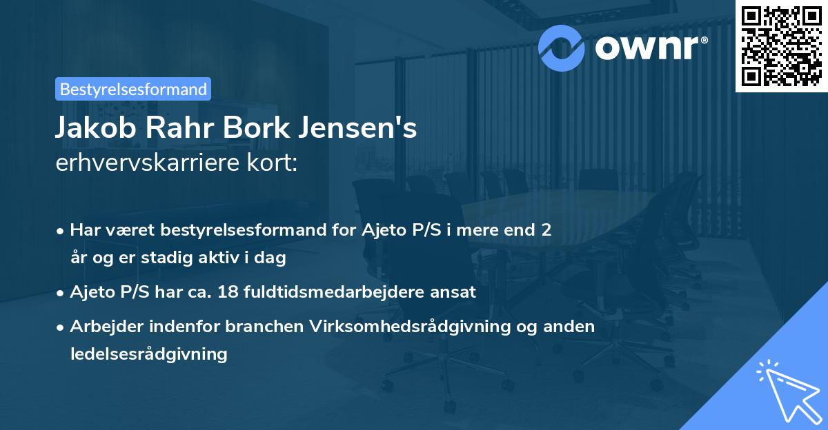 Jakob Rahr Bork Jensen's erhvervskarriere kort