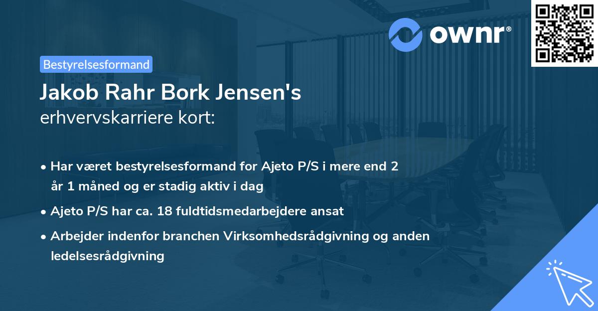 Jakob Rahr Bork Jensen's erhvervskarriere kort