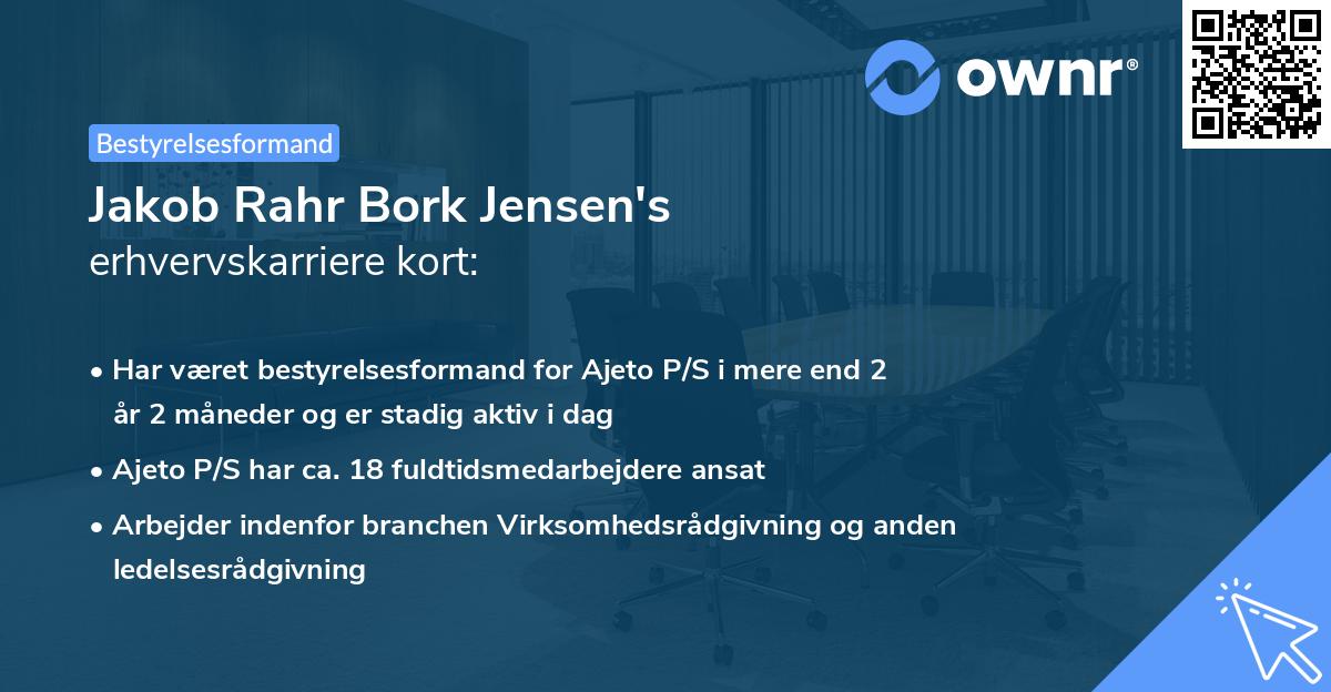 Jakob Rahr Bork Jensen's erhvervskarriere kort