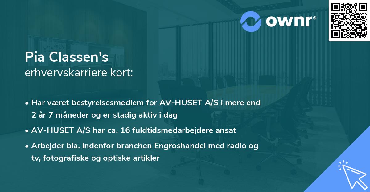 Pia Classen's erhvervskarriere kort