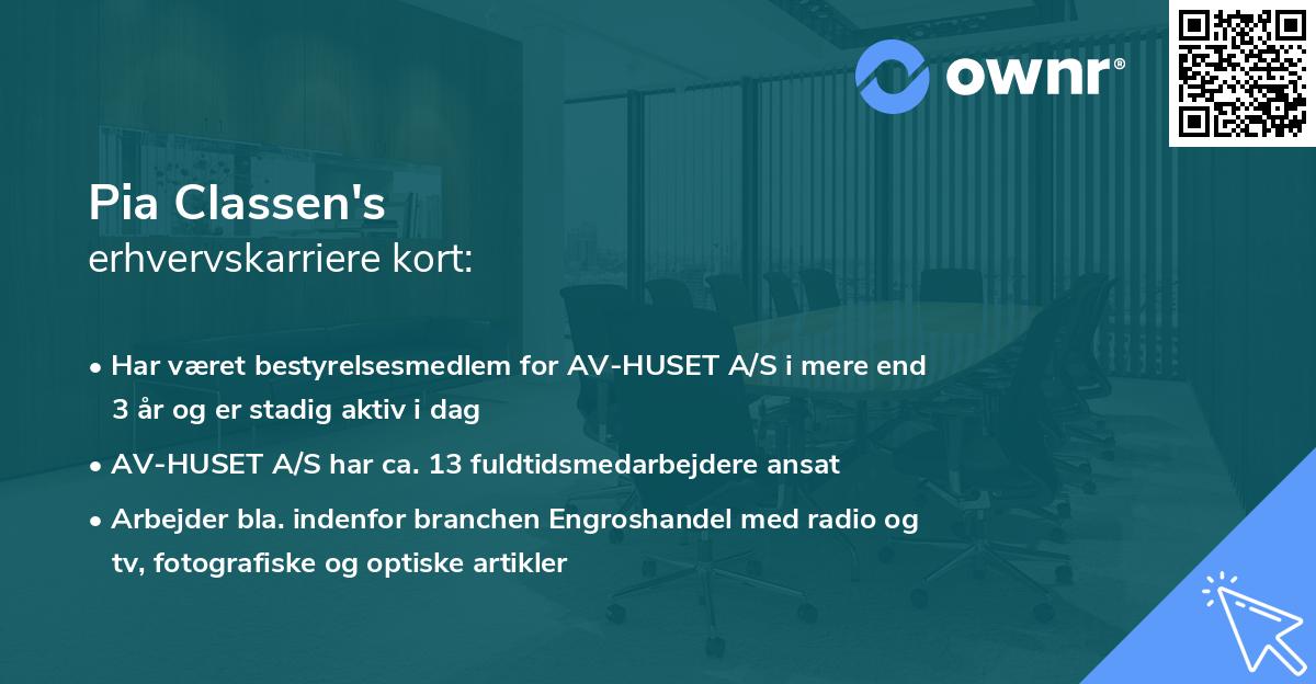 Pia Classen's erhvervskarriere kort