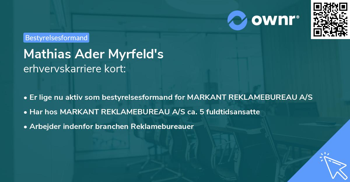 Mathias Ader Myrfeld's erhvervskarriere kort