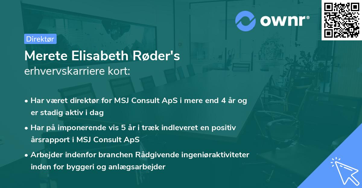 Merete Elisabeth Røder's erhvervskarriere kort