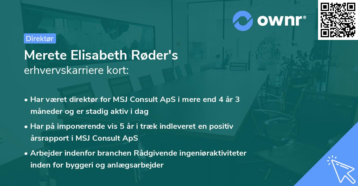 Merete Elisabeth Røder's erhvervskarriere kort
