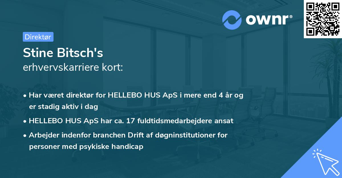 Stine Bitsch's erhvervskarriere kort