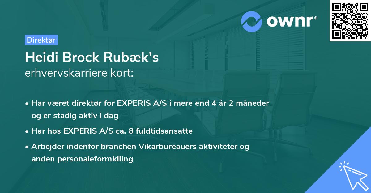 Heidi Brock Rubæk's erhvervskarriere kort