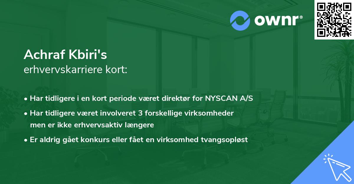 Achraf Kbiri's erhvervskarriere kort