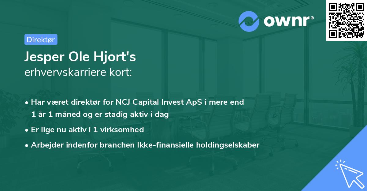 Jesper Ole Hjort's erhvervskarriere kort