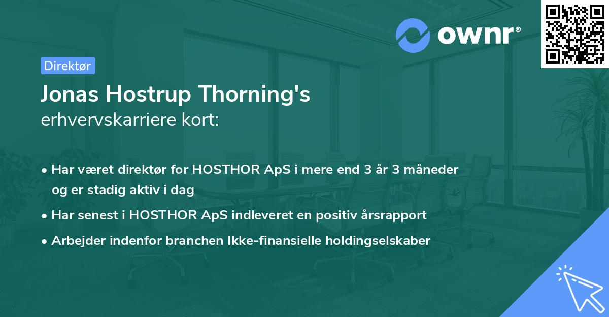 Jonas Hostrup Thorning's erhvervskarriere kort