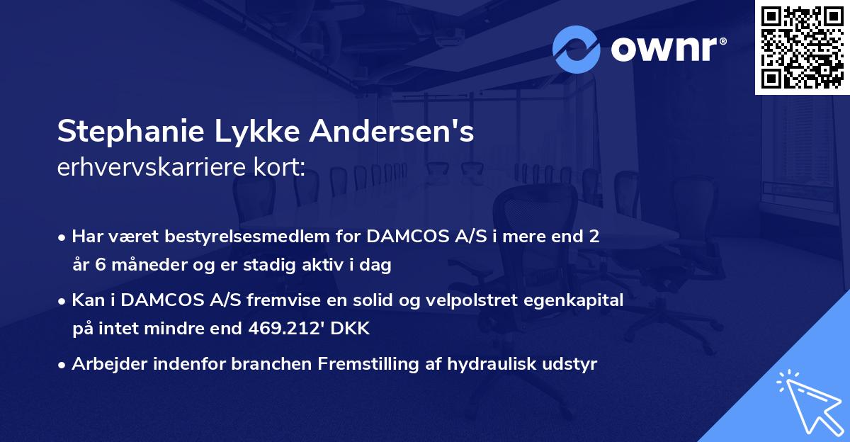 Stephanie Lykke Andersen's erhvervskarriere kort