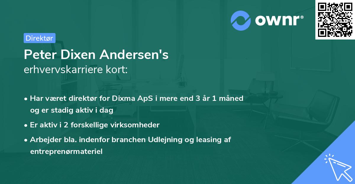 Peter Dixen Andersen's erhvervskarriere kort