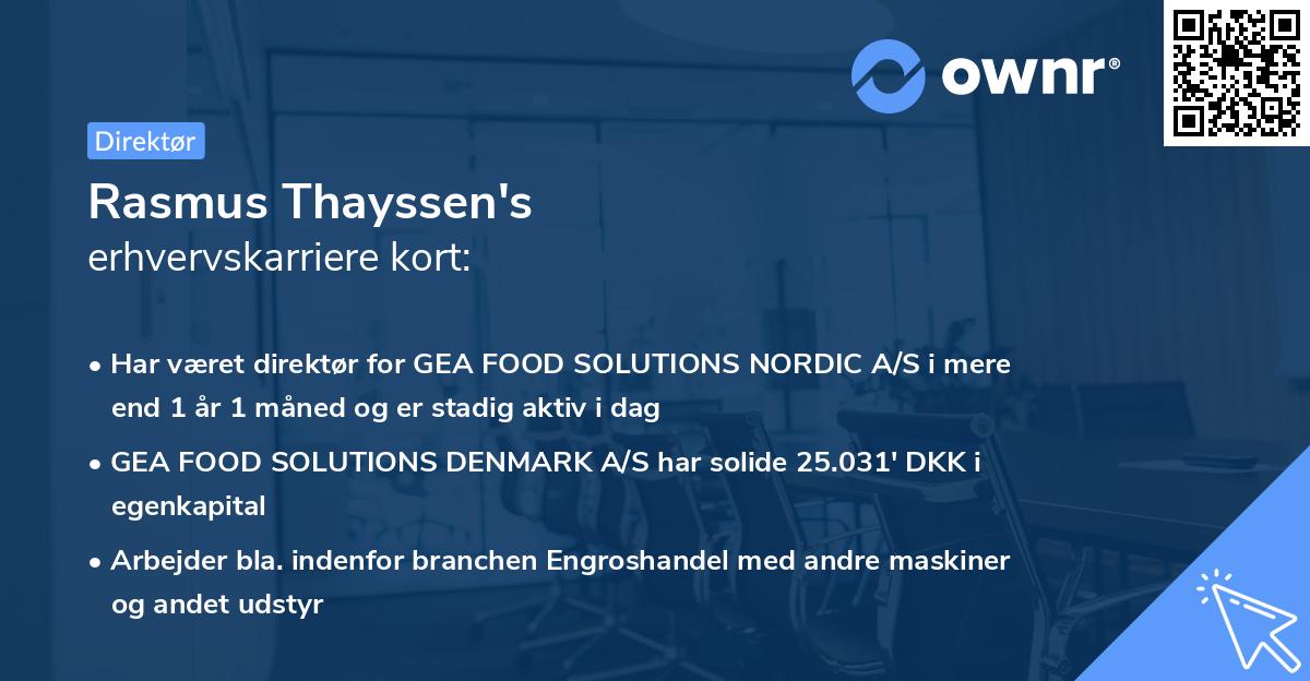 Rasmus Thayssen's erhvervskarriere kort