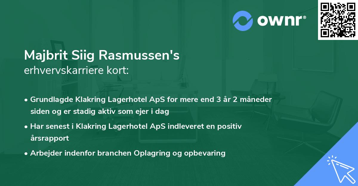 Majbrit Siig Rasmussen's erhvervskarriere kort