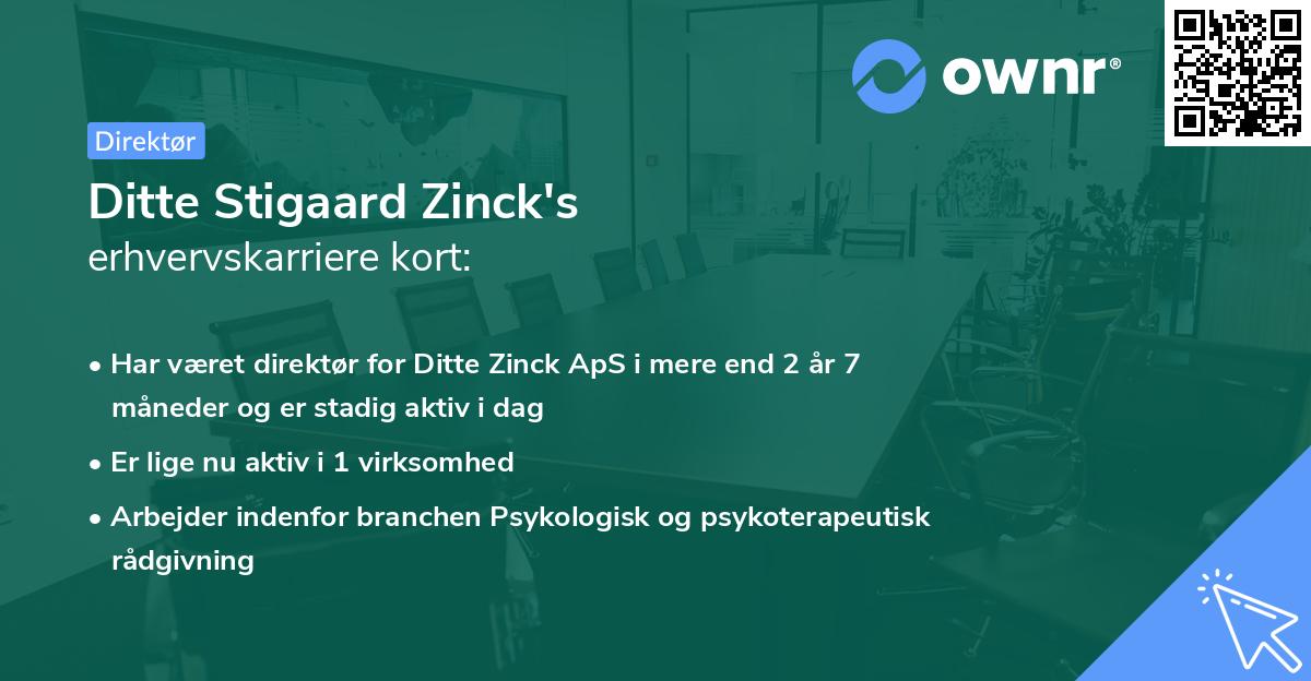 Ditte Stigaard Zinck's erhvervskarriere kort