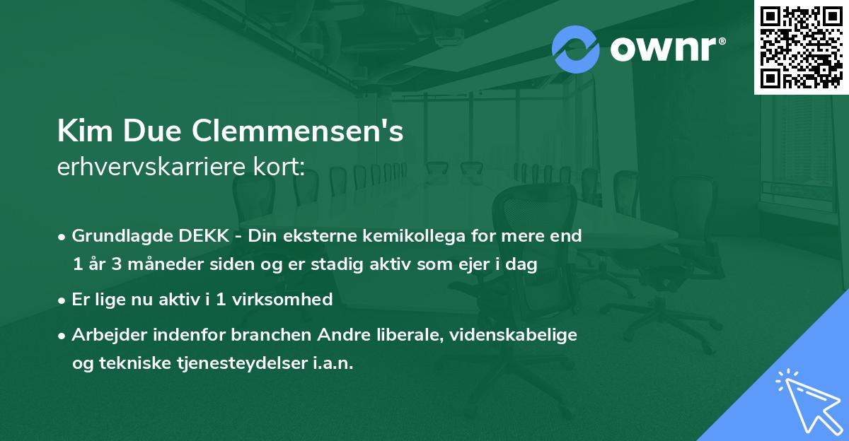 Kim Due Clemmensen's erhvervskarriere kort
