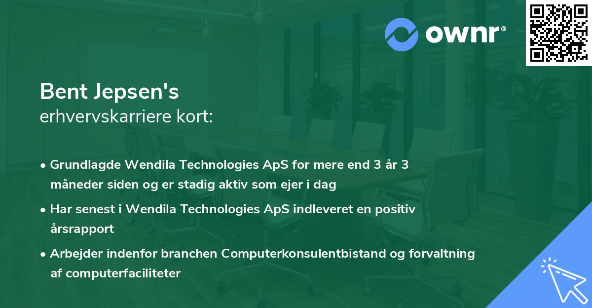Bent Jepsen's erhvervskarriere kort