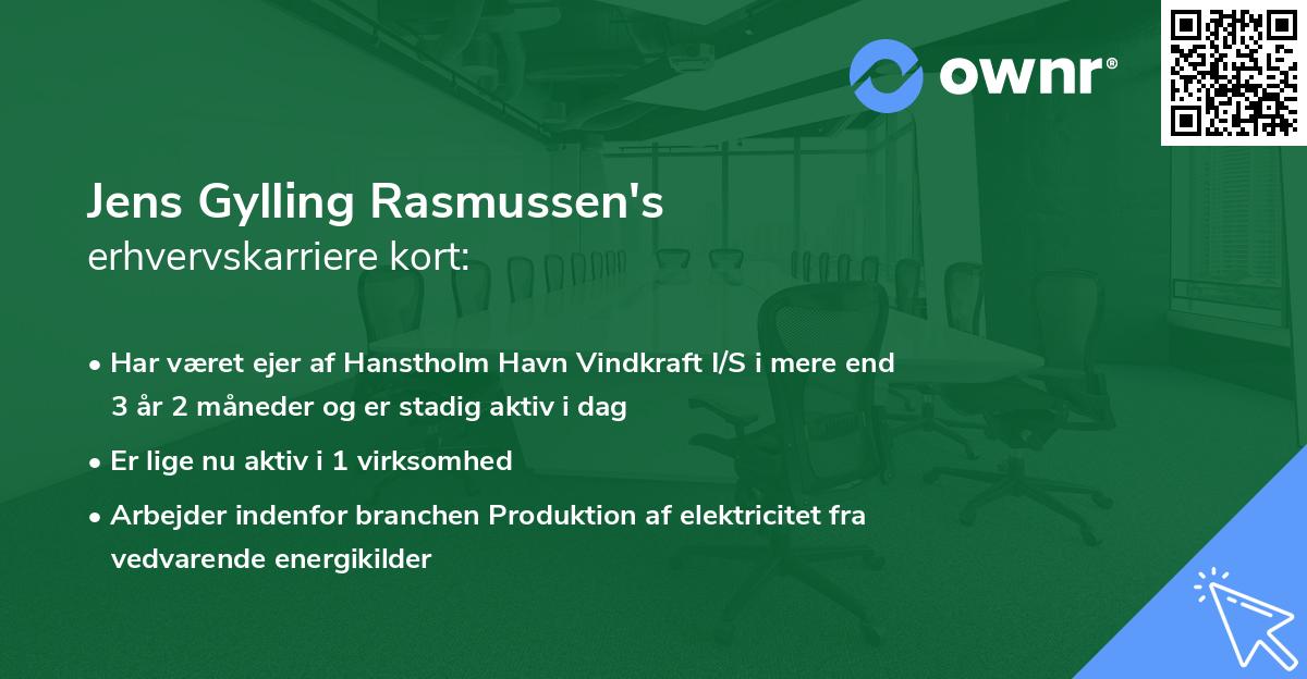 Jens Gylling Rasmussen's erhvervskarriere kort