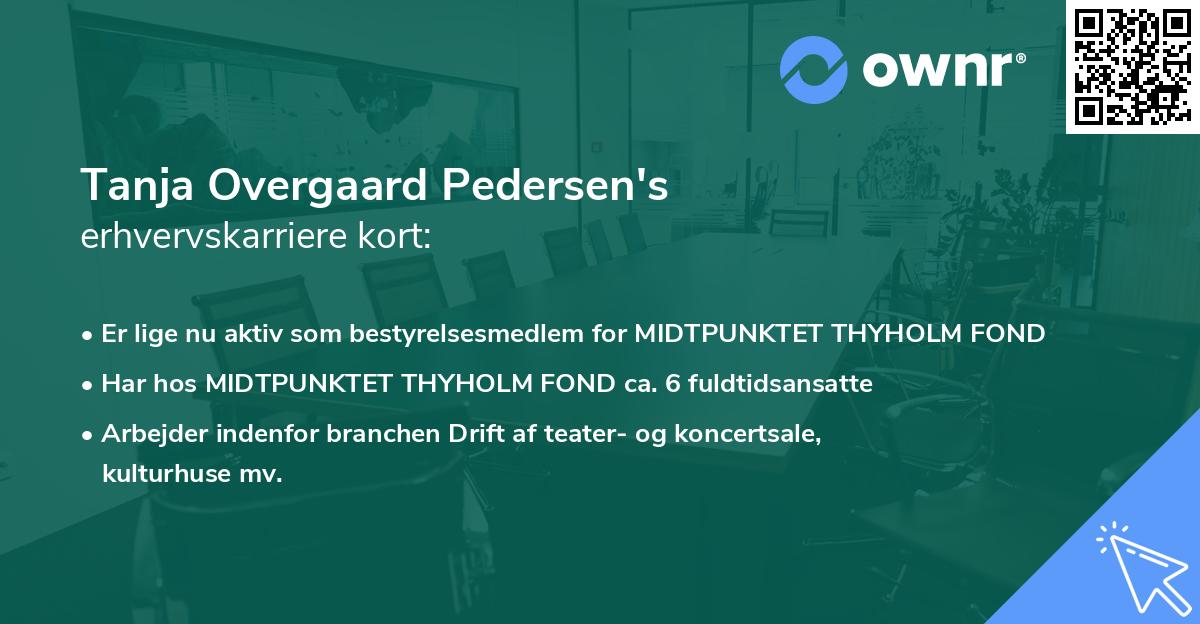 Tanja Overgaard Pedersen's erhvervskarriere kort