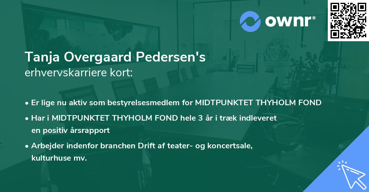 Tanja Overgaard Pedersen's erhvervskarriere kort