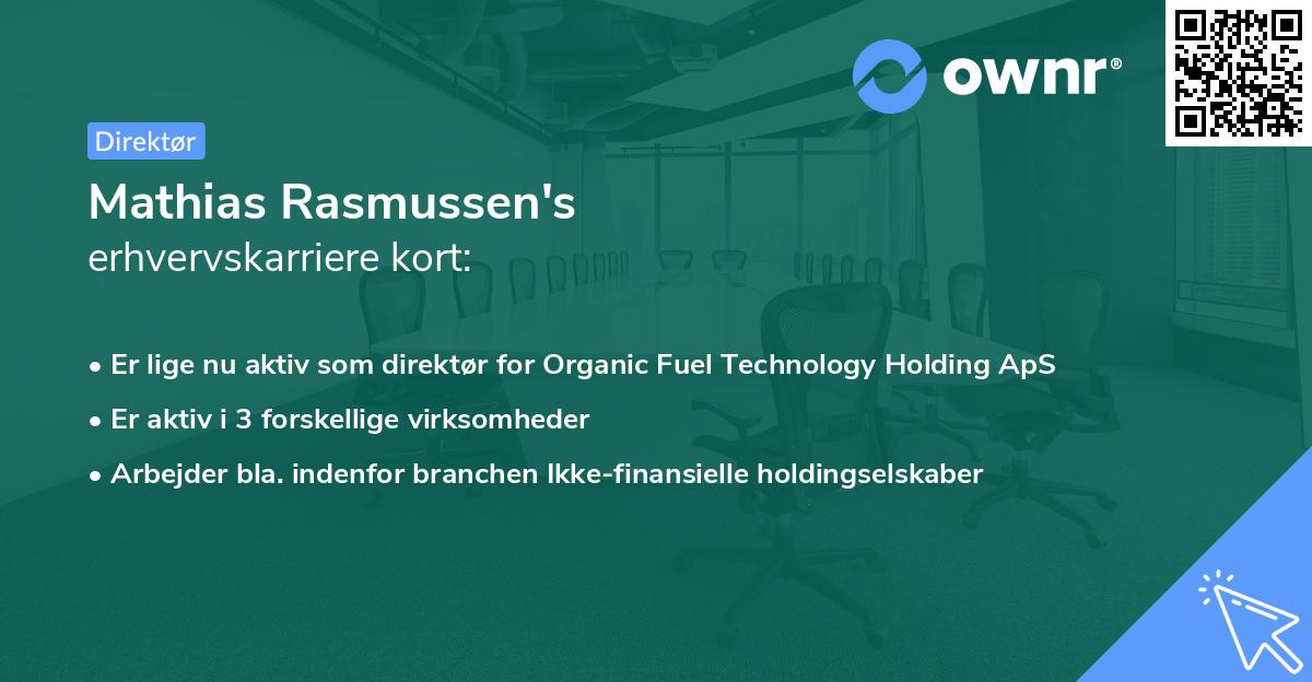 Mathias Rasmussen's erhvervskarriere kort
