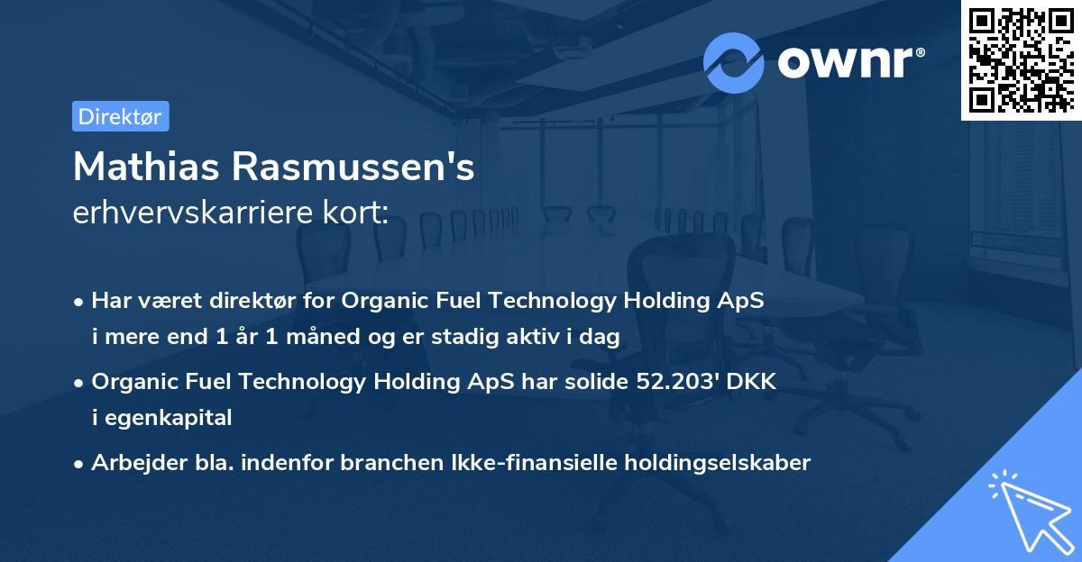 Mathias Rasmussen's erhvervskarriere kort