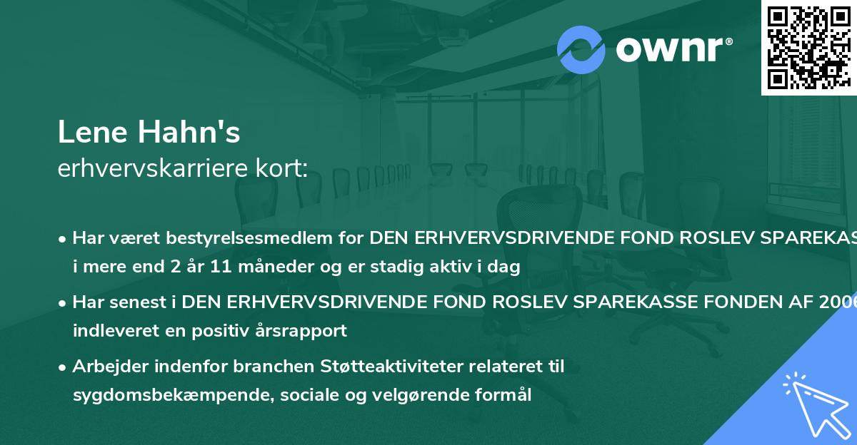 Lene Hahn's erhvervskarriere kort