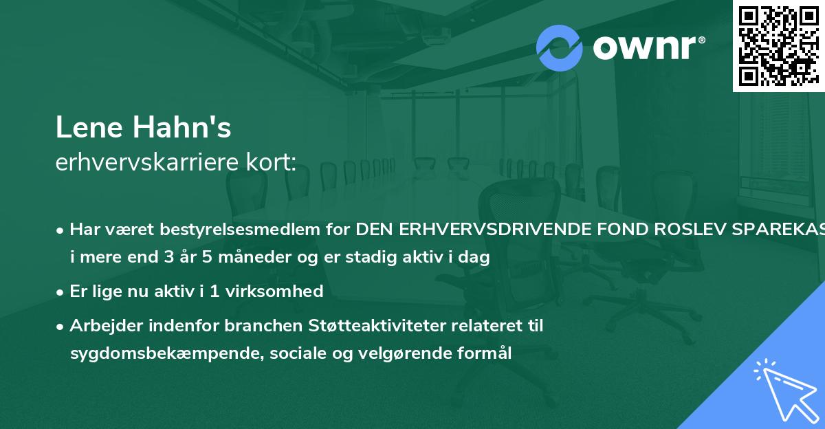 Lene Hahn's erhvervskarriere kort