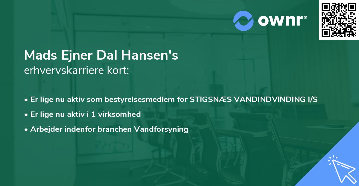 Mads Ejner Dal Hansen's erhvervskarriere kort