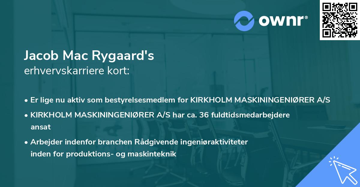 Jacob Mac Rygaard's erhvervskarriere kort
