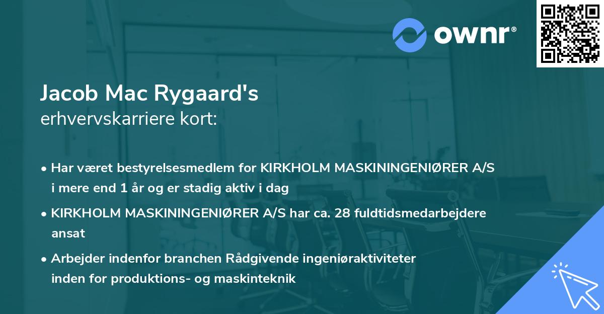 Jacob Mac Rygaard's erhvervskarriere kort